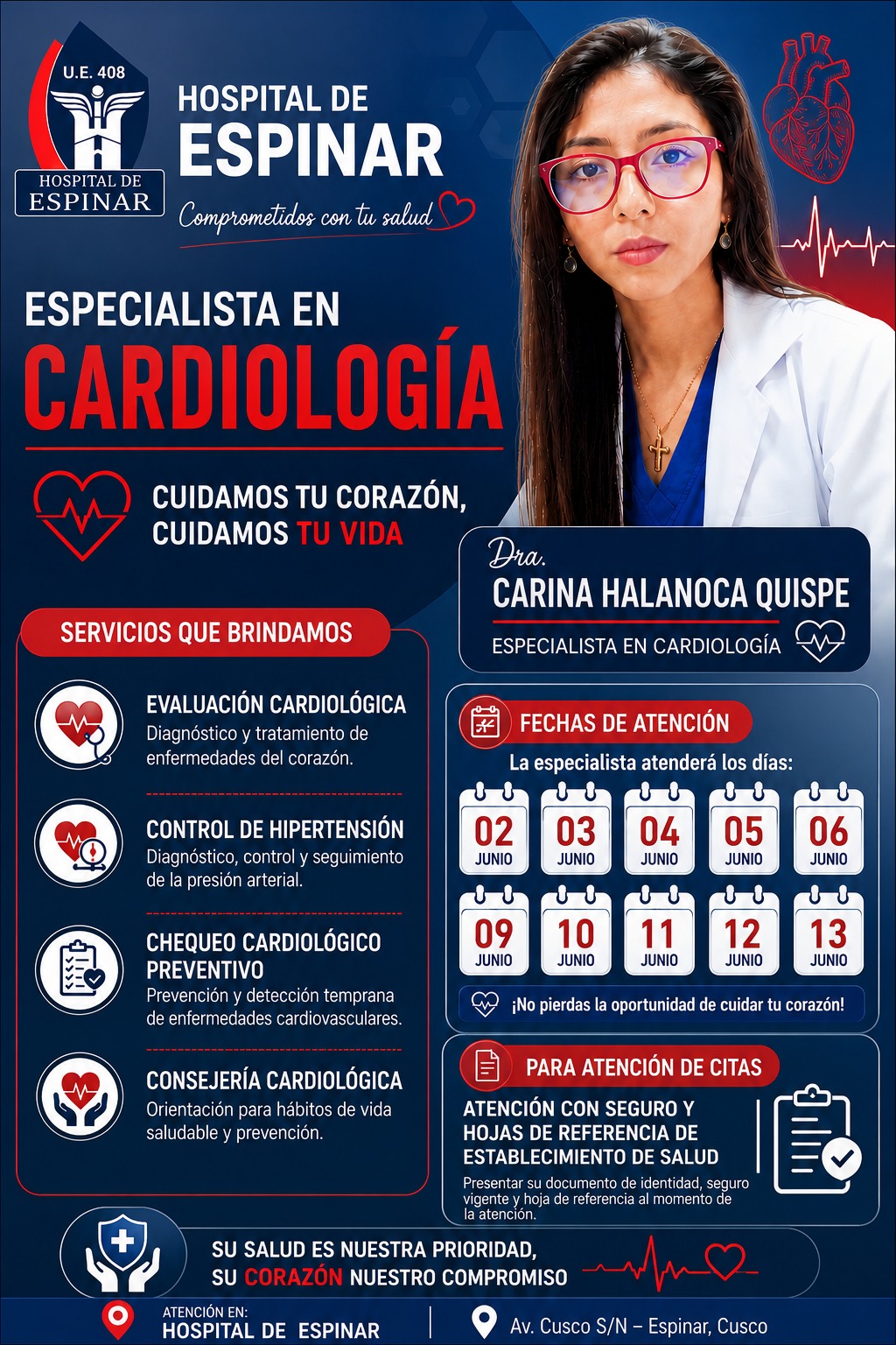 HOSPITAL DE ESPINAR INCORPORA ESPECIALISTA EN CARDIOLOGÍA PARA FORTALECER LA ATENCIÓN CARDIOVASCULAR