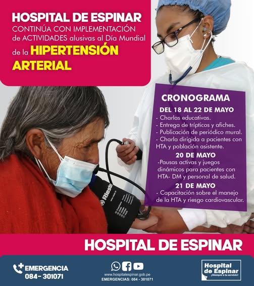 HOSPITAL DE ESPINAR CONTINÚA CON LA IMPLEMENTACIÓN DE ACTIVIDADES ALUSIVAS AL DÍA DE LA HIPERTENSIÓN ARTERIAL