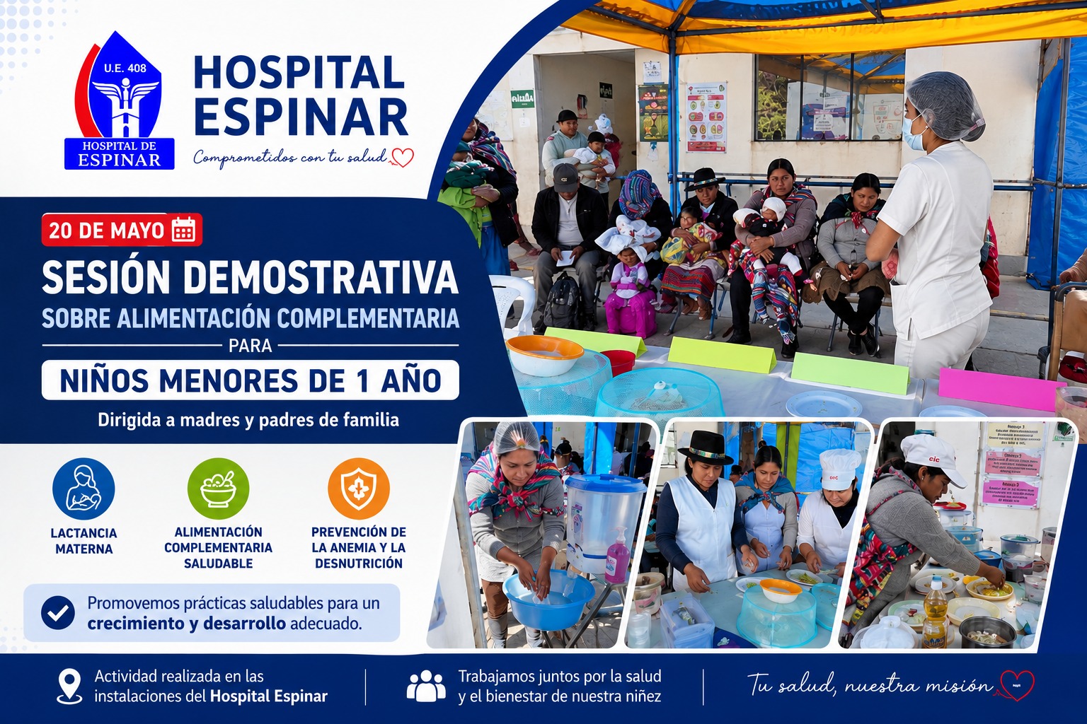 HOSPITAL ESPINAR FORTALECE CAPACIDADES DE MADRES Y PADRES DE FAMILIA SOBRE ALIMENTACIÓN COMPLEMENTARIA EN NIÑOS MENORES DE 1 AÑO